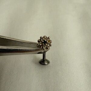 Titanium / 14k White Gold Flower Rook Jewelry